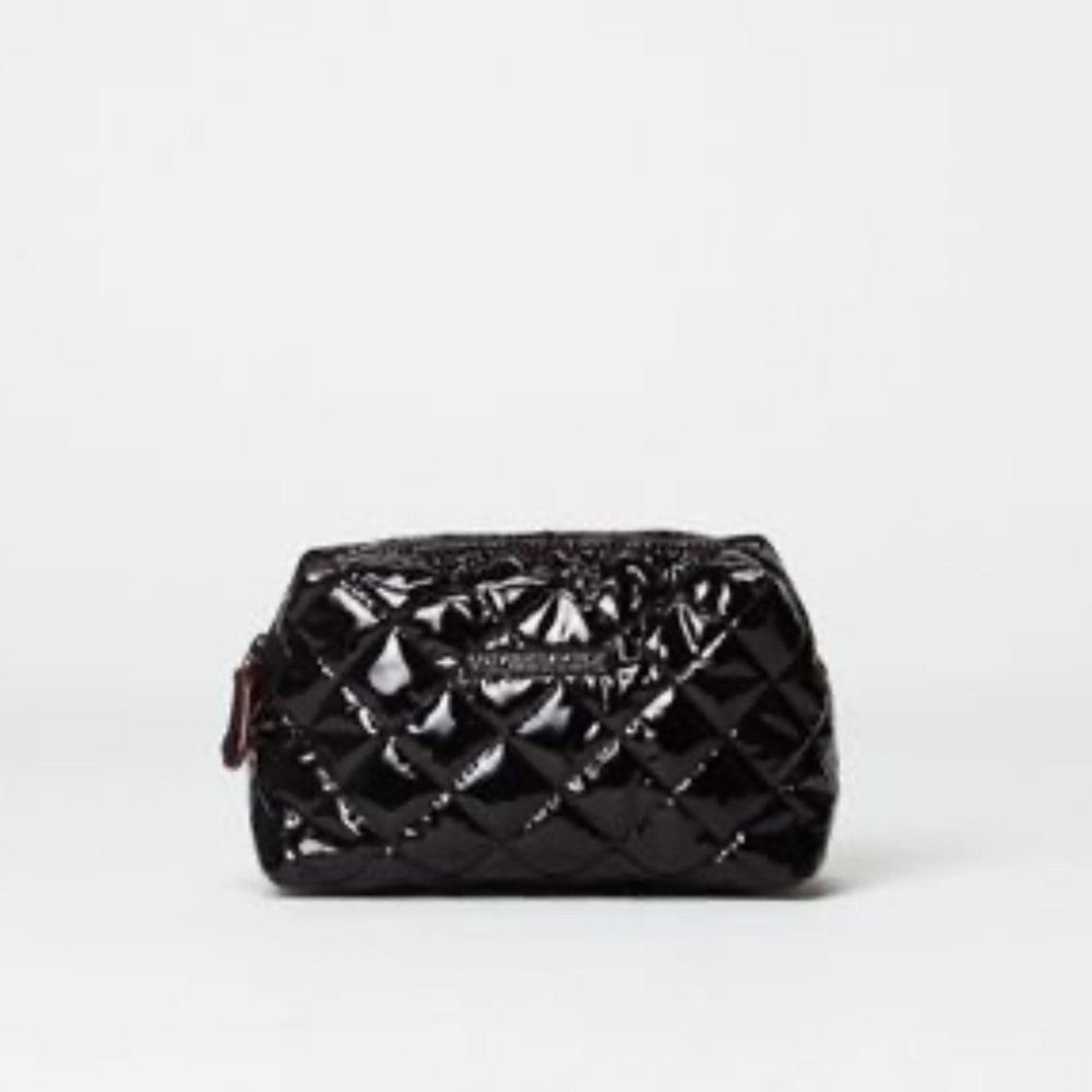 MZ Wallace Small Mica Cosmetic Bag in Black Laquer